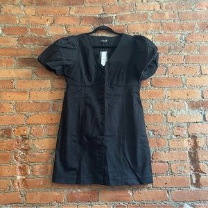NWT J. Crew black button front a-line dress with puff sleeves sz 14